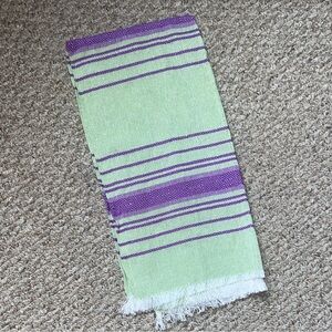Green and Purple Striped Mexican Serape Towel